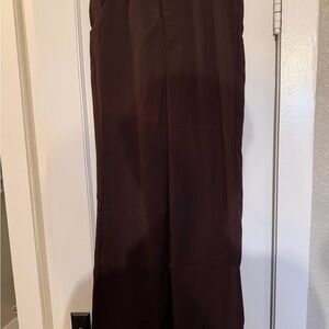 Womens Dark Brown Wide-Leg Trousers